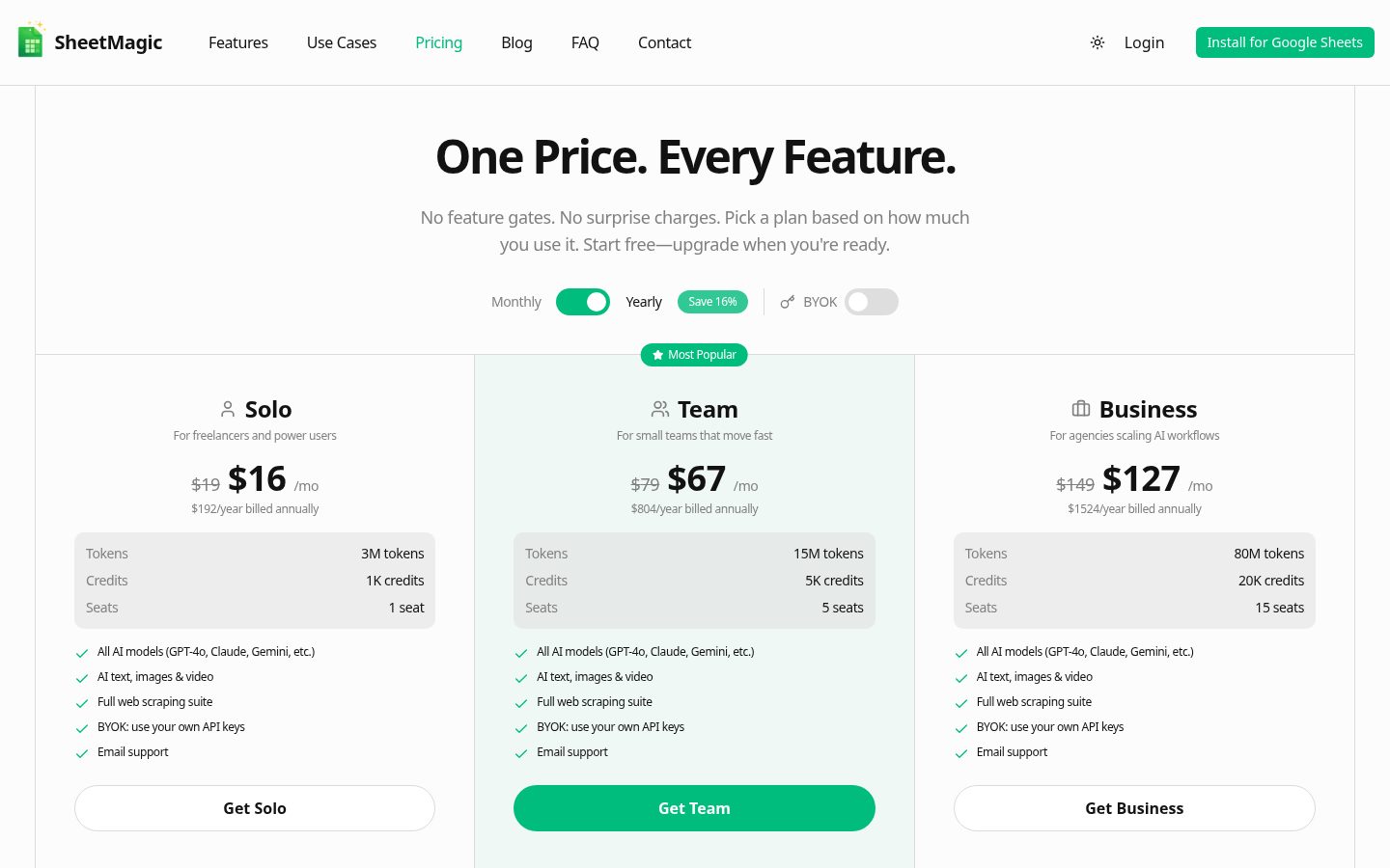 SheetMagic Pricing