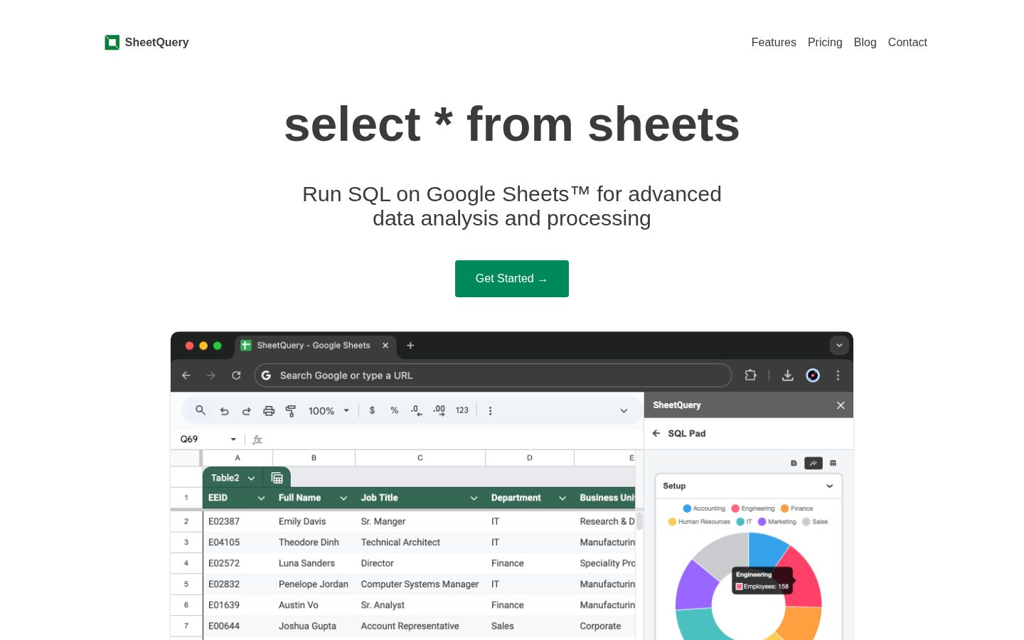 SheetQuery Homepage