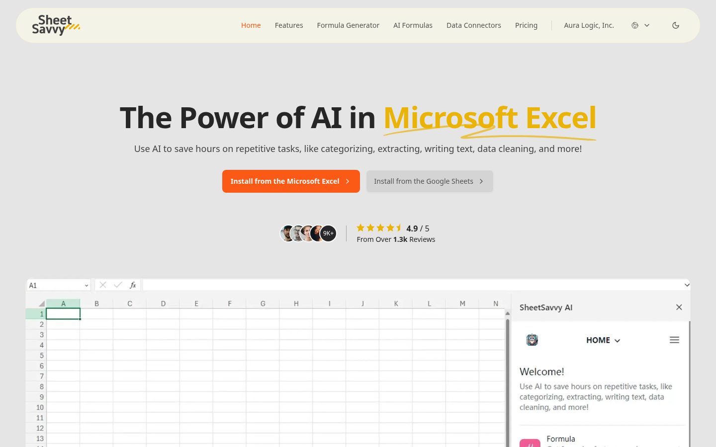 SheetSavvy AI Homepage