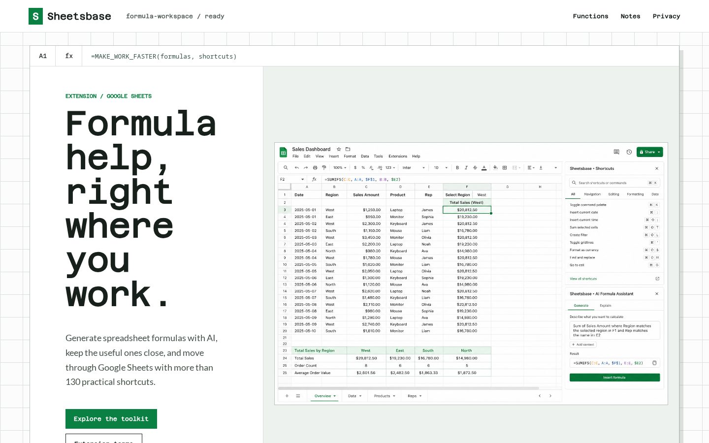 Sheetsbase Homepage
