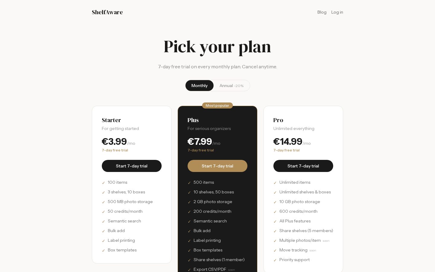 ShelfAware Pricing
