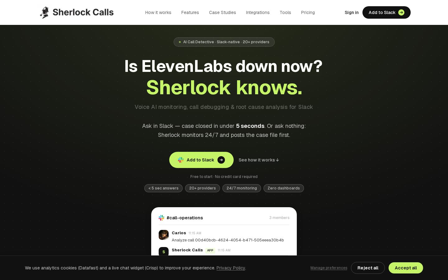 Sherlock Calls Homepage