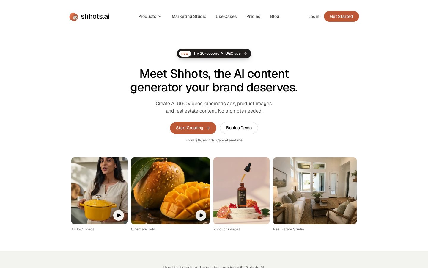 Shhots AI Homepage