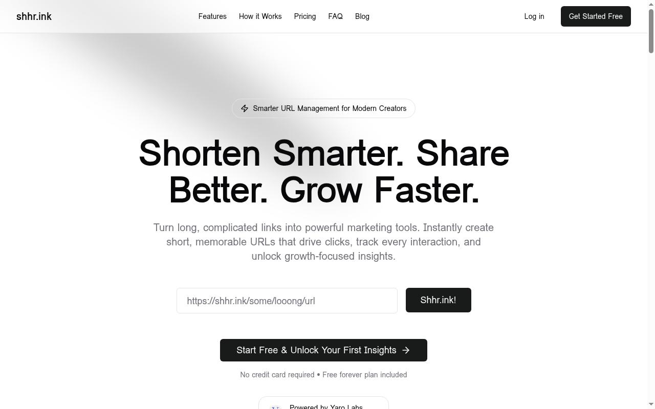shhr.ink Homepage