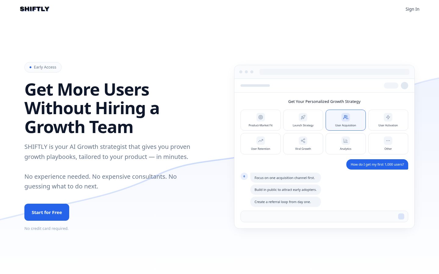 SHIFTLY Homepage
