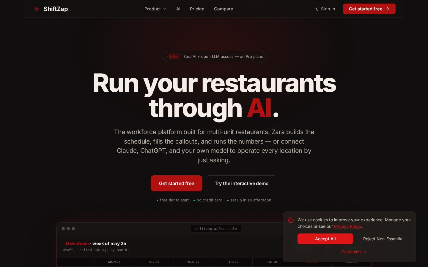 ShiftZap Homepage