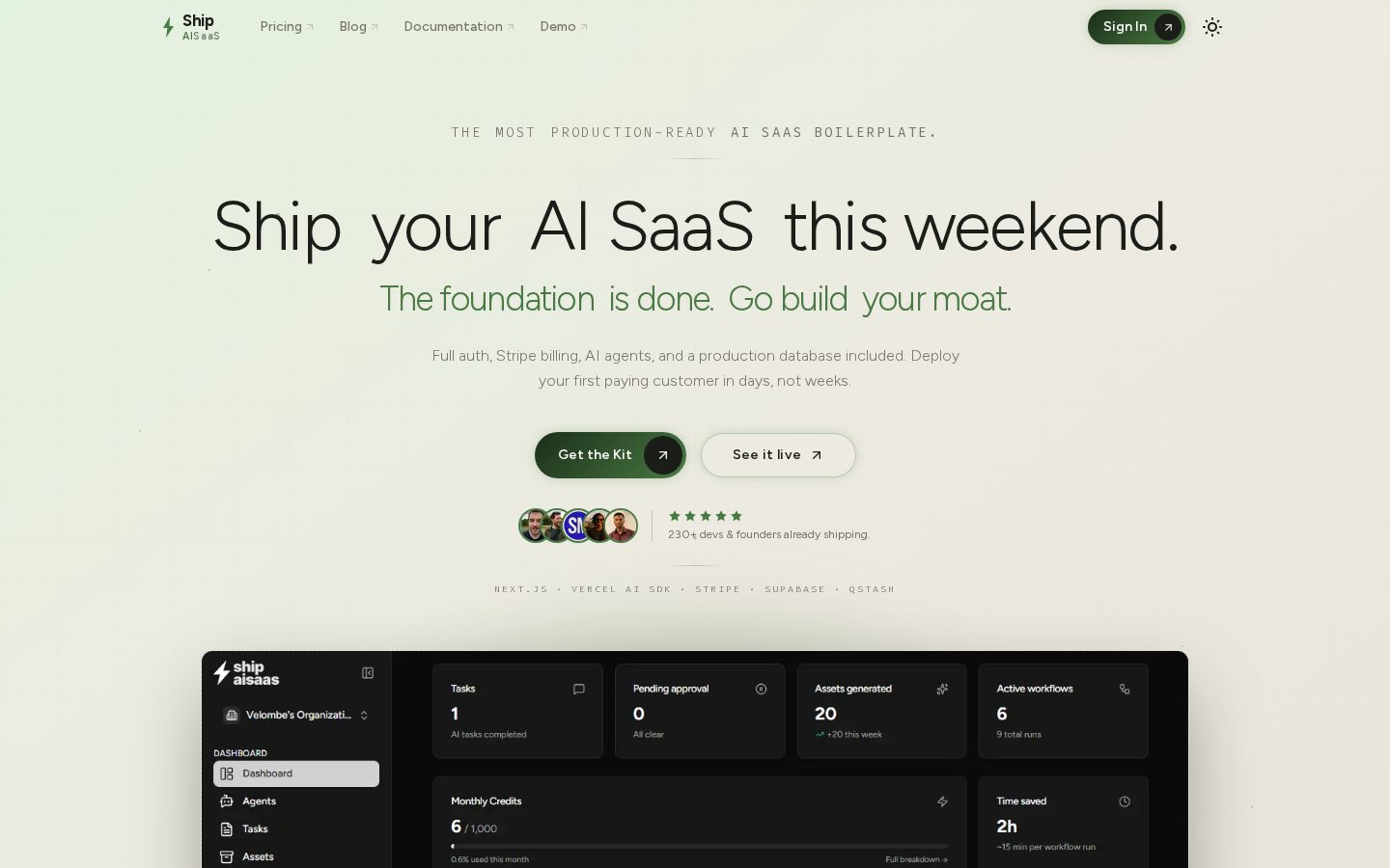 Ship AI SaaS Homepage