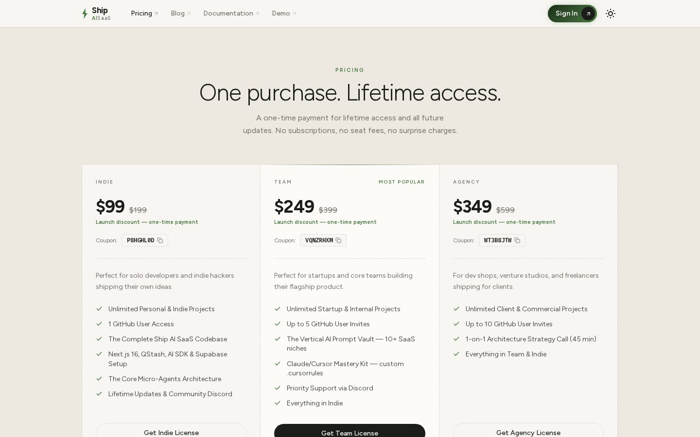 Ship AI SaaS Pricing