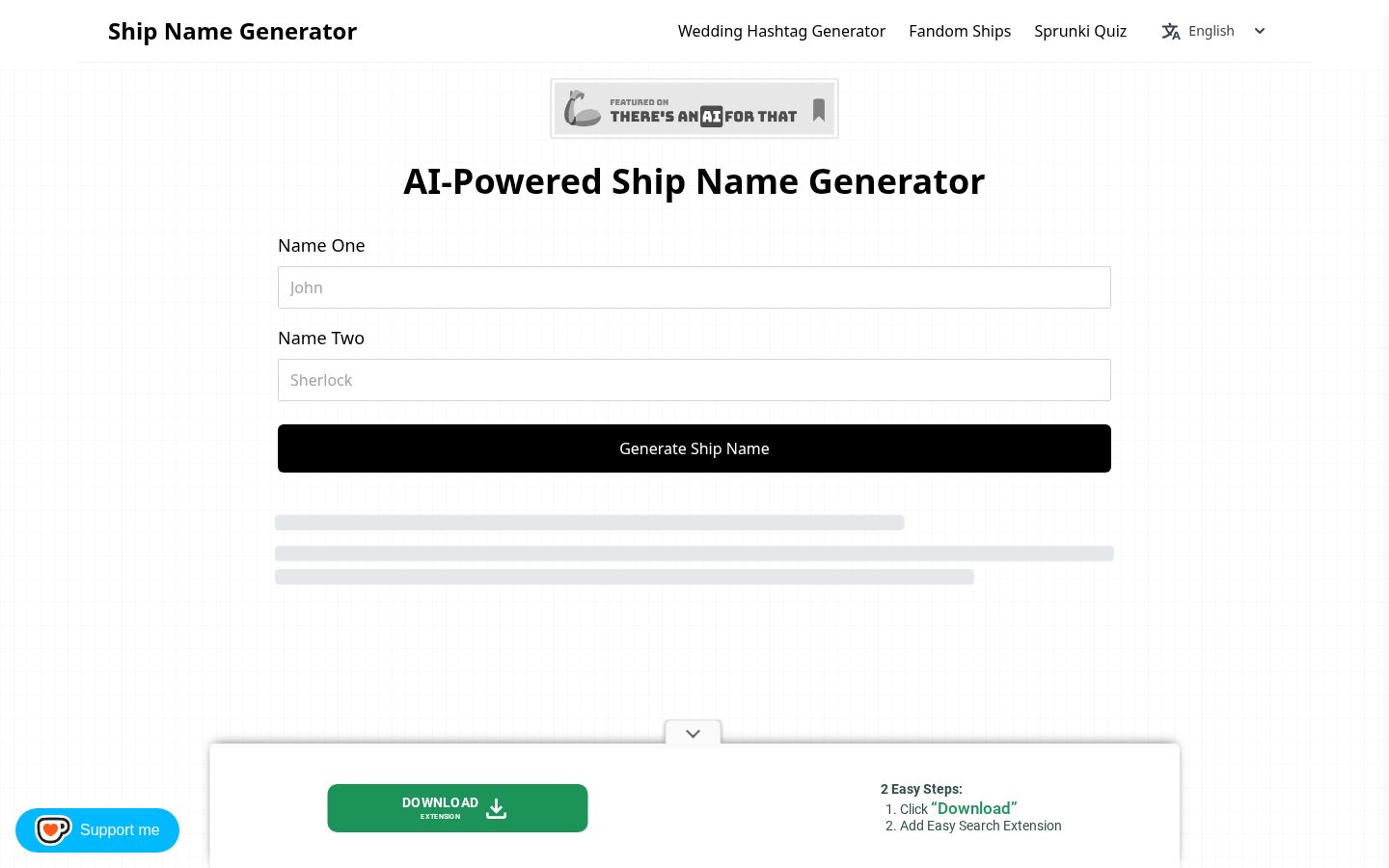 Ship Name Generator Homepage