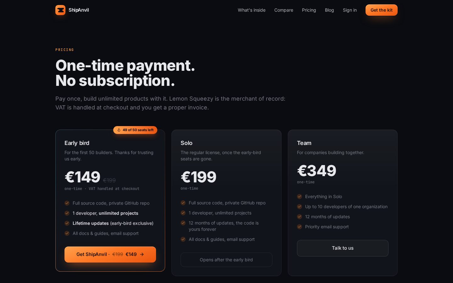 ShipAnvil Pricing