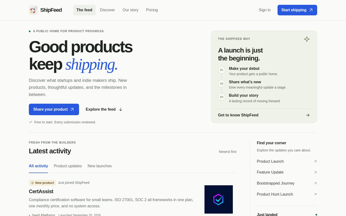 ShipFeed Homepage