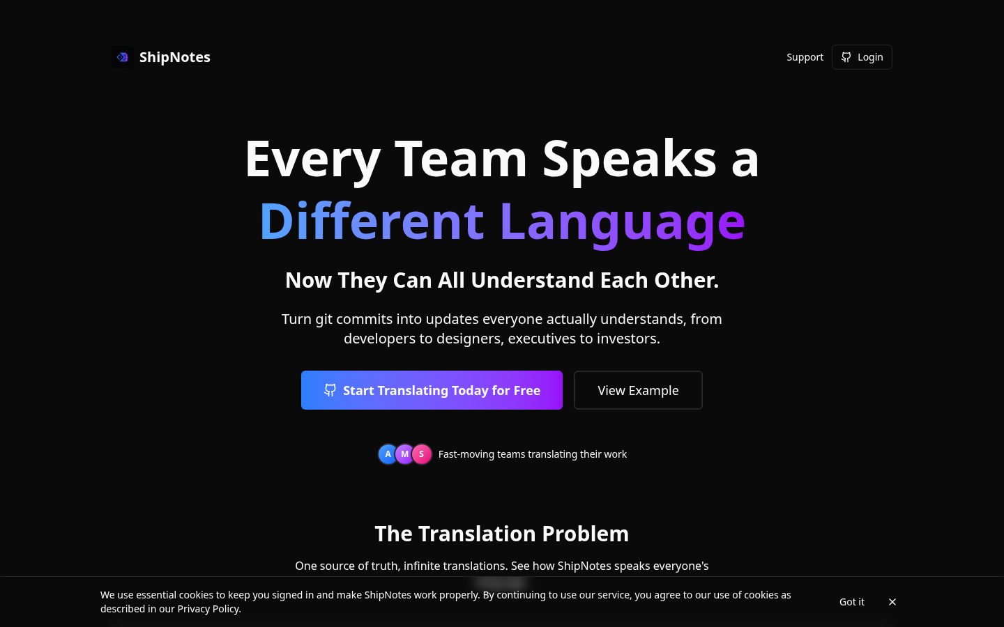 ShipNotes Homepage