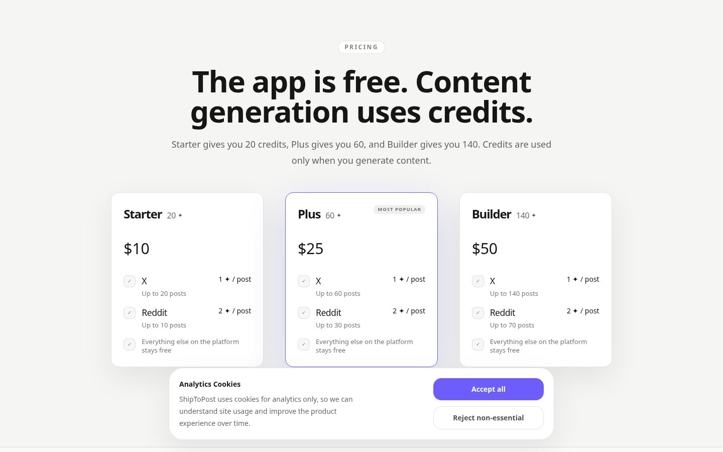 ShipToPost Pricing