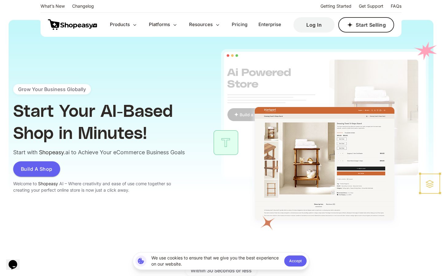 Shopeasy AI-native Commerce OS Homepage