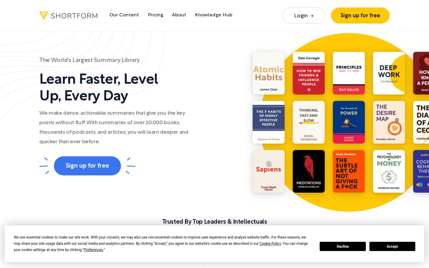 Shortform Homepage