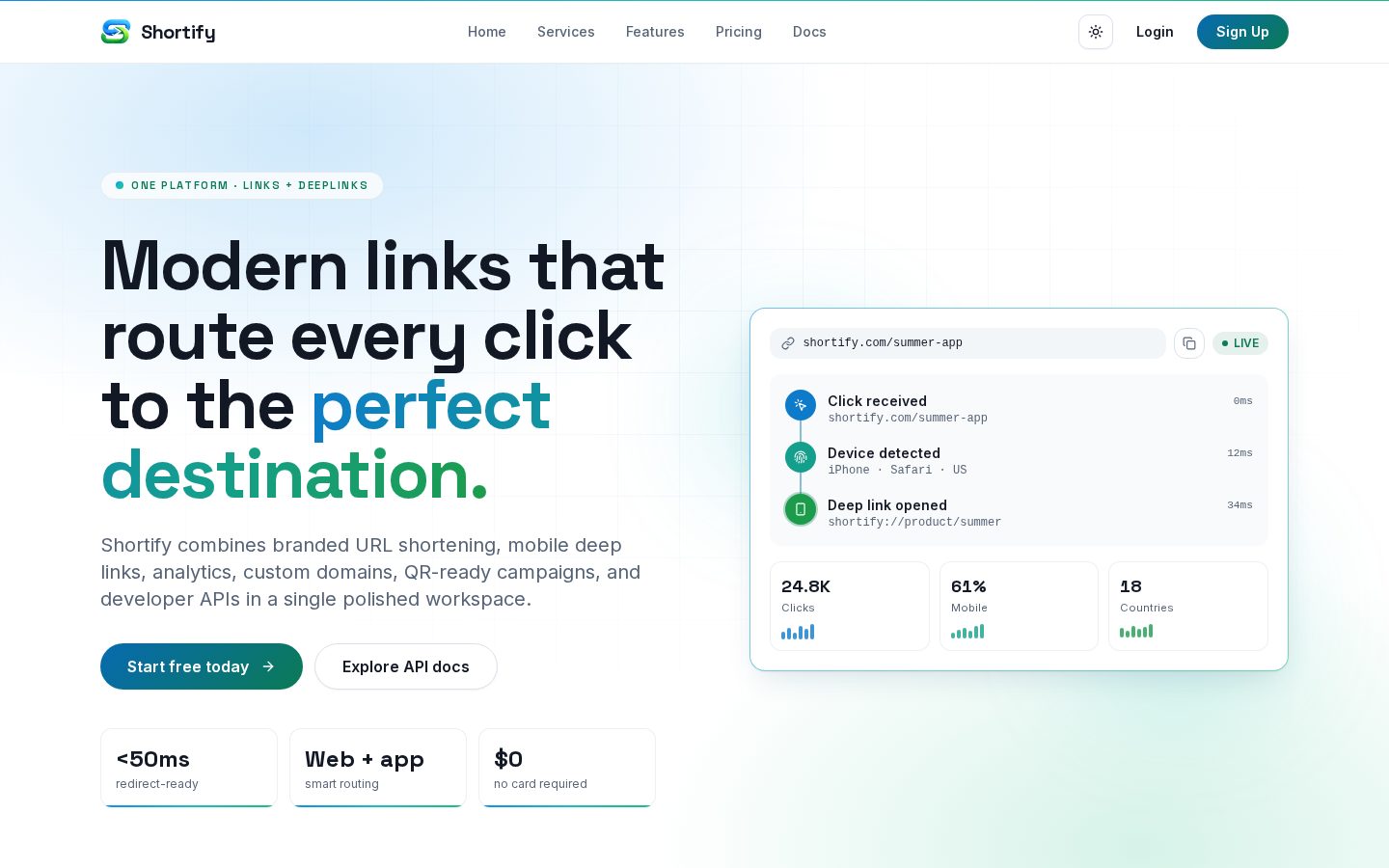 Shortify Homepage