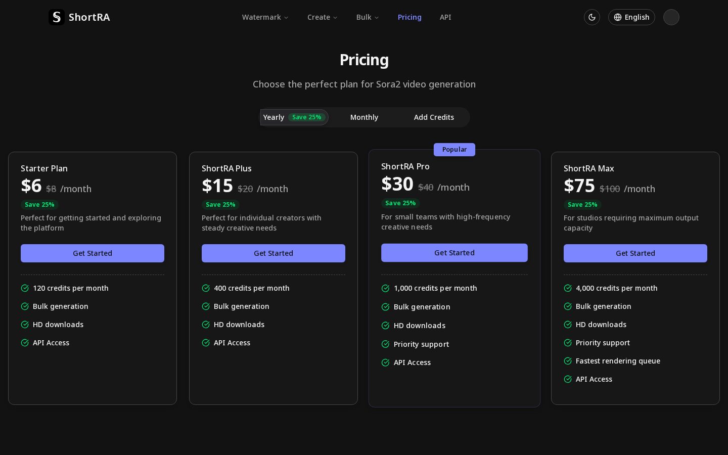 ShortRA - Free Watermark Remover Pricing