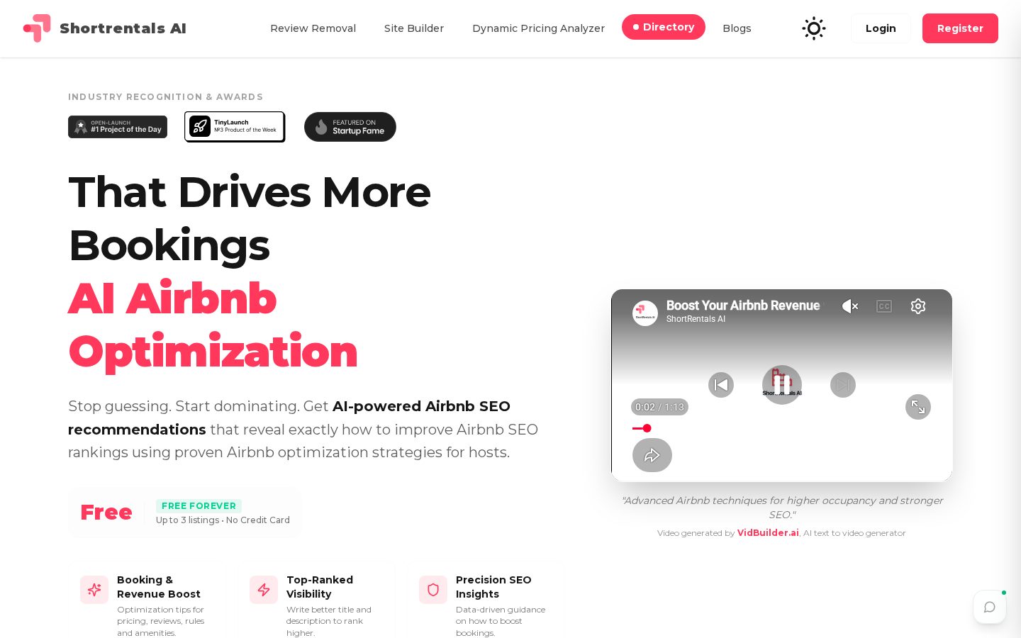 ShortRentals AI Homepage