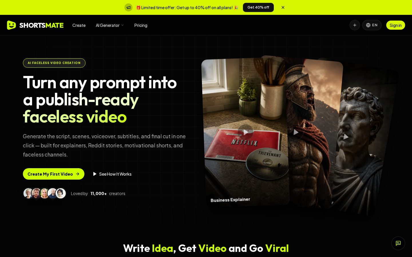 ShortsMate AI Homepage