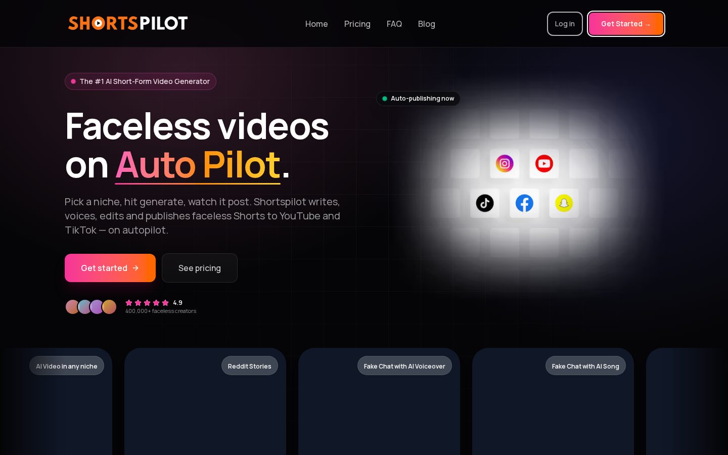 Shortspilot.ai Homepage