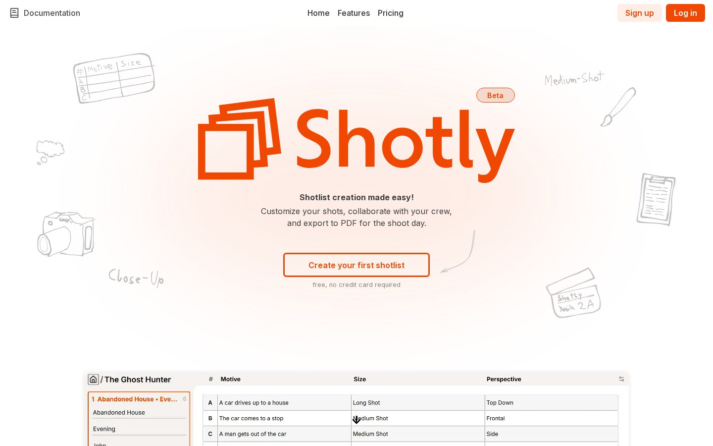 Shotly Homepage