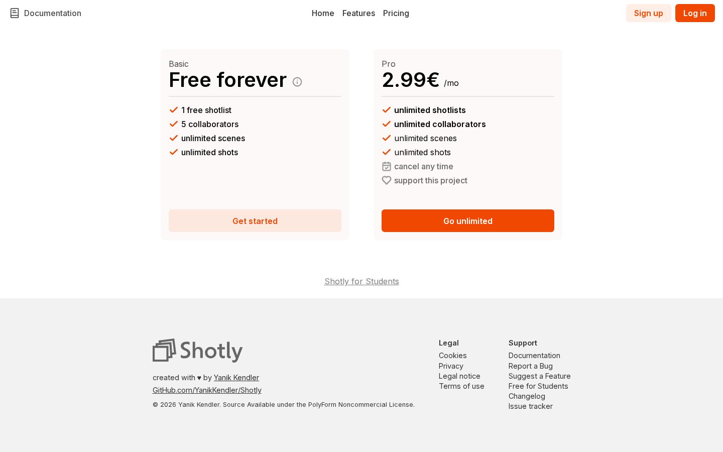 Shotly Pricing