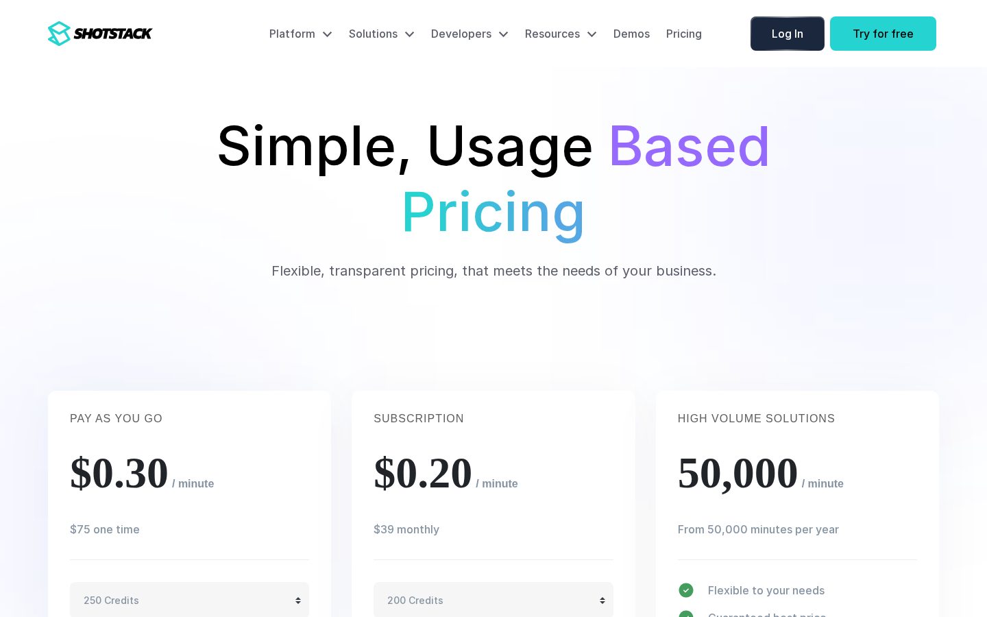 Shotstack Pricing