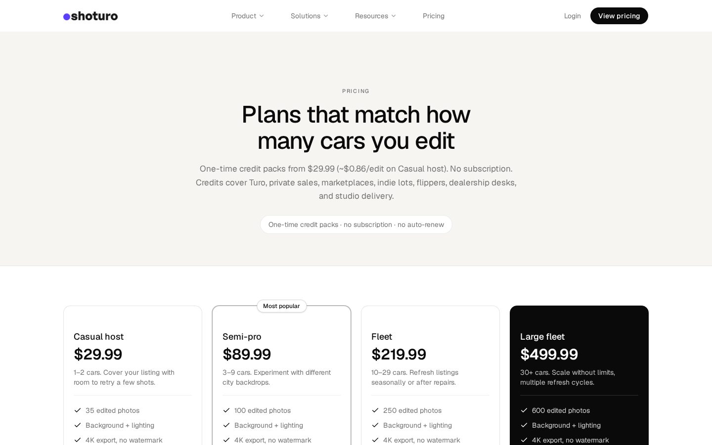 Shoturo Pricing