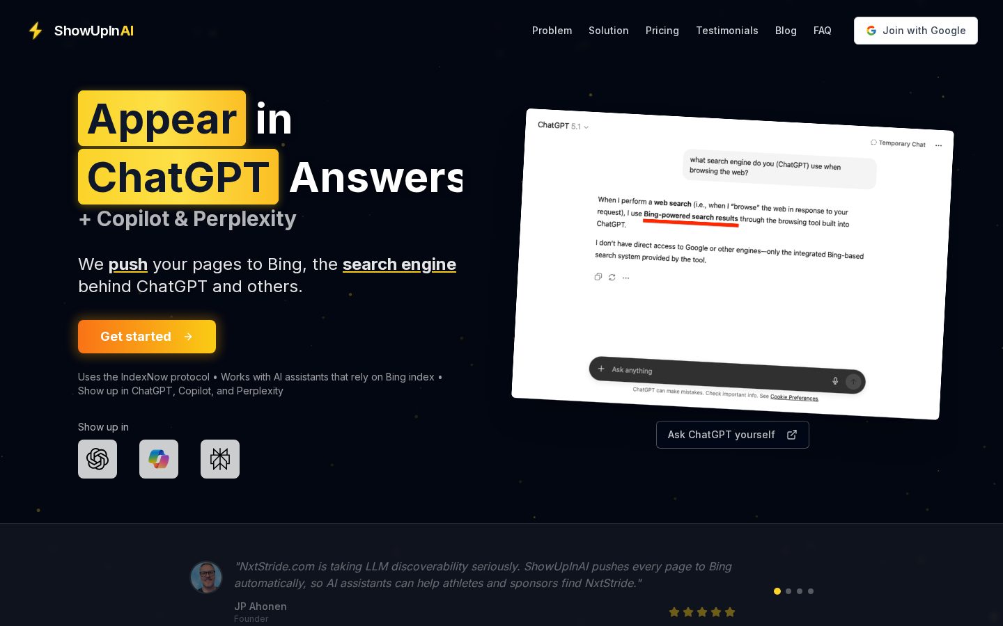 Show Up In AI Homepage