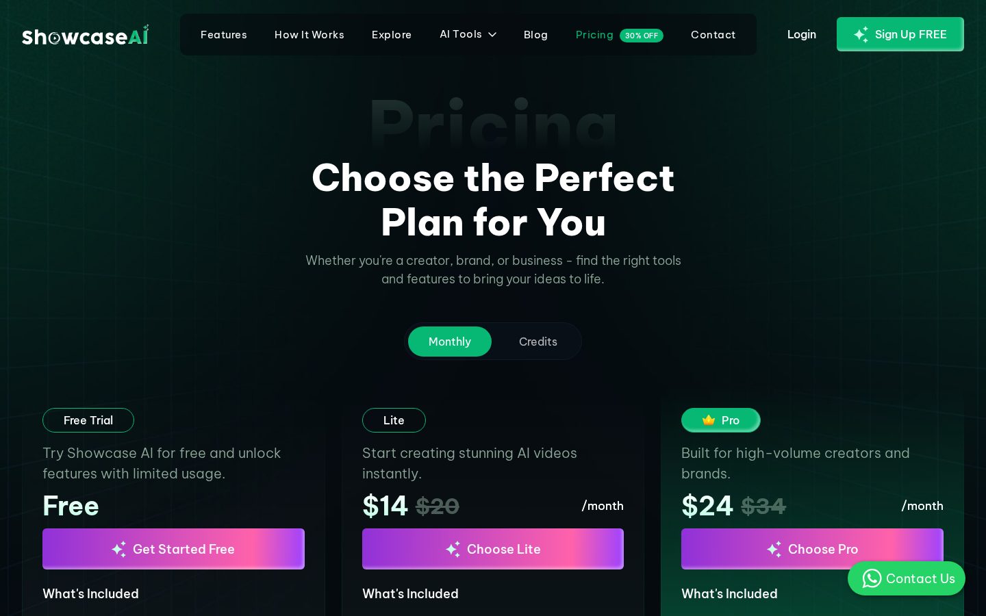ShowcaseAI Pricing