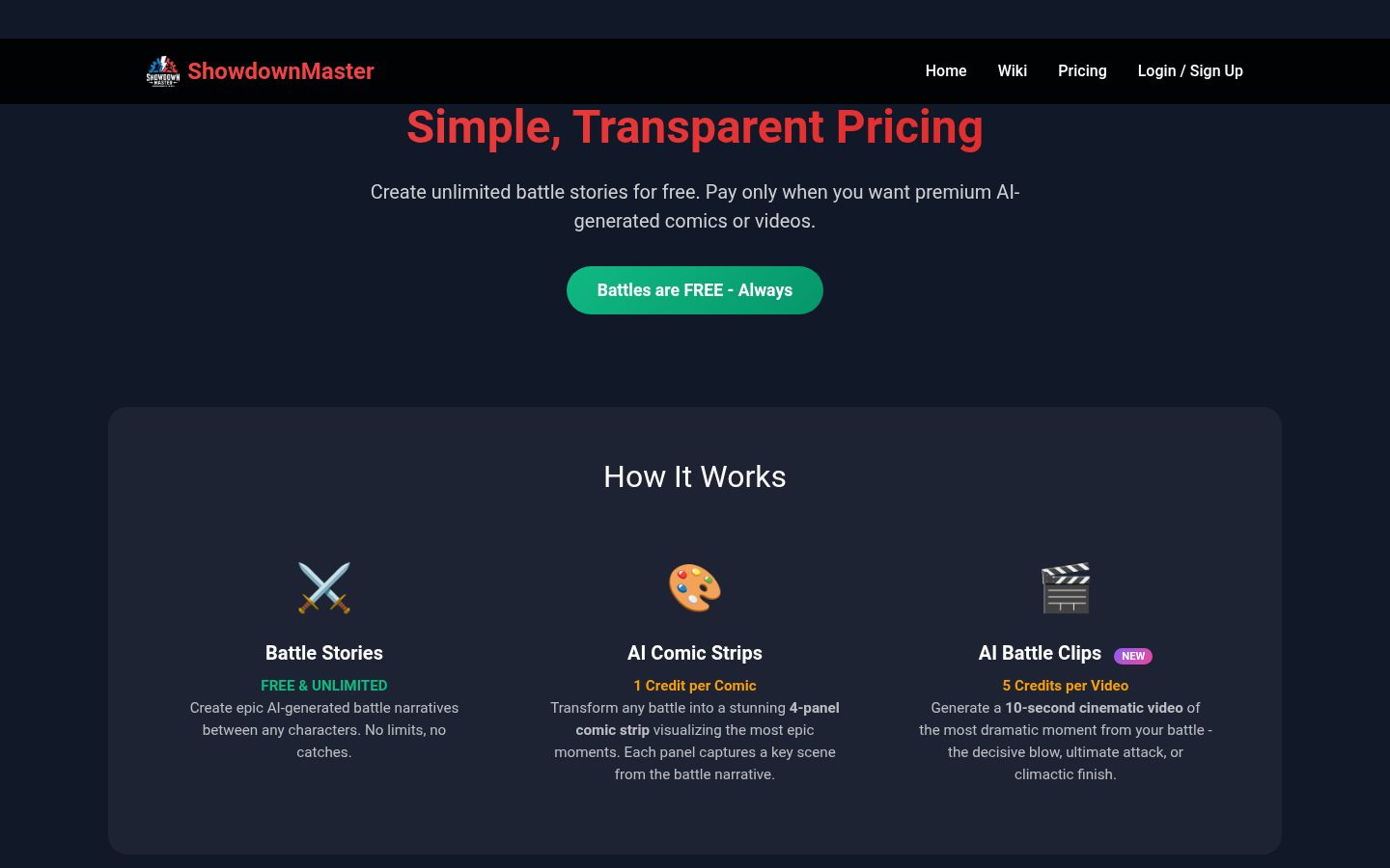 ShowdownMaster Pricing