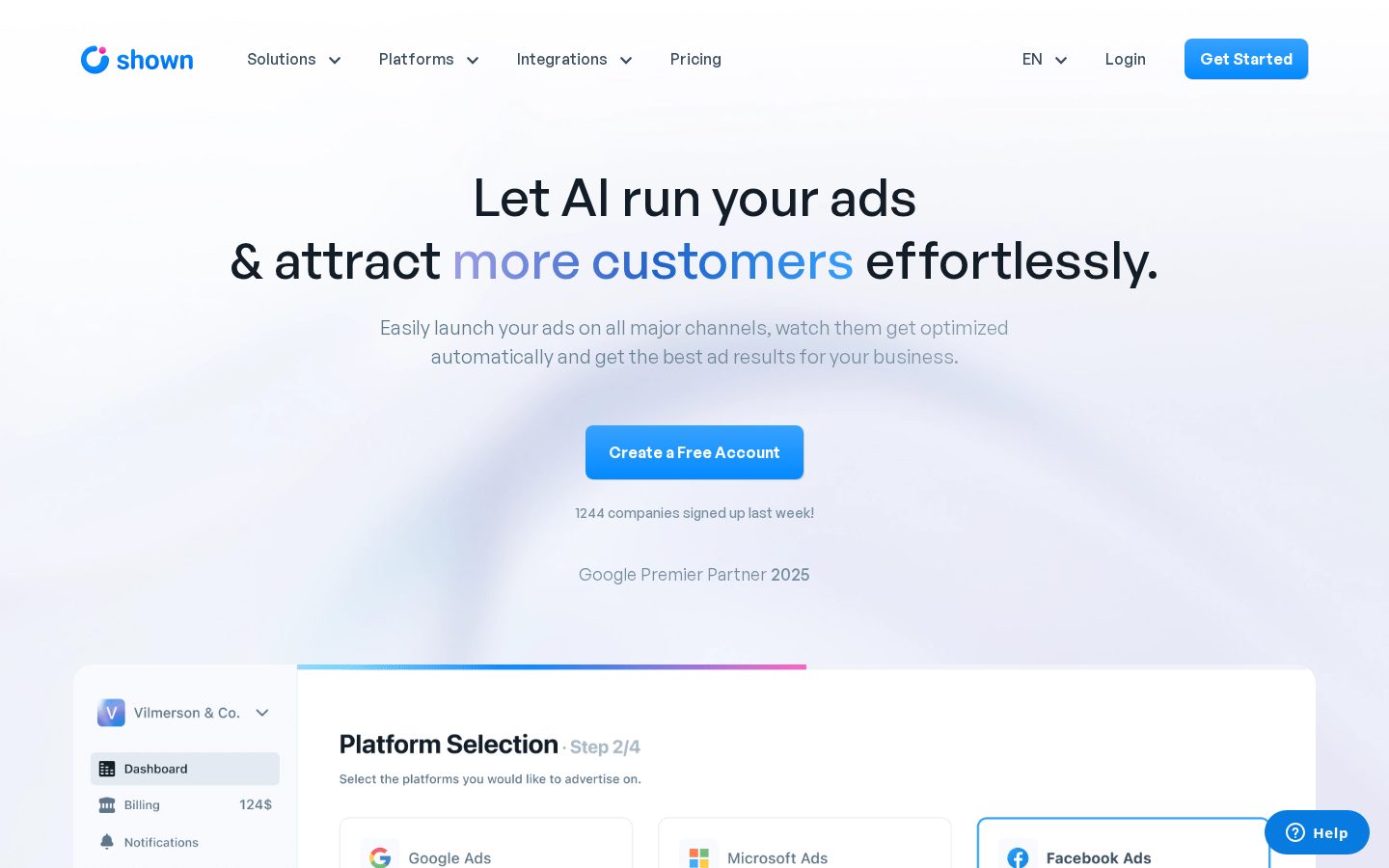 Shown.io Homepage