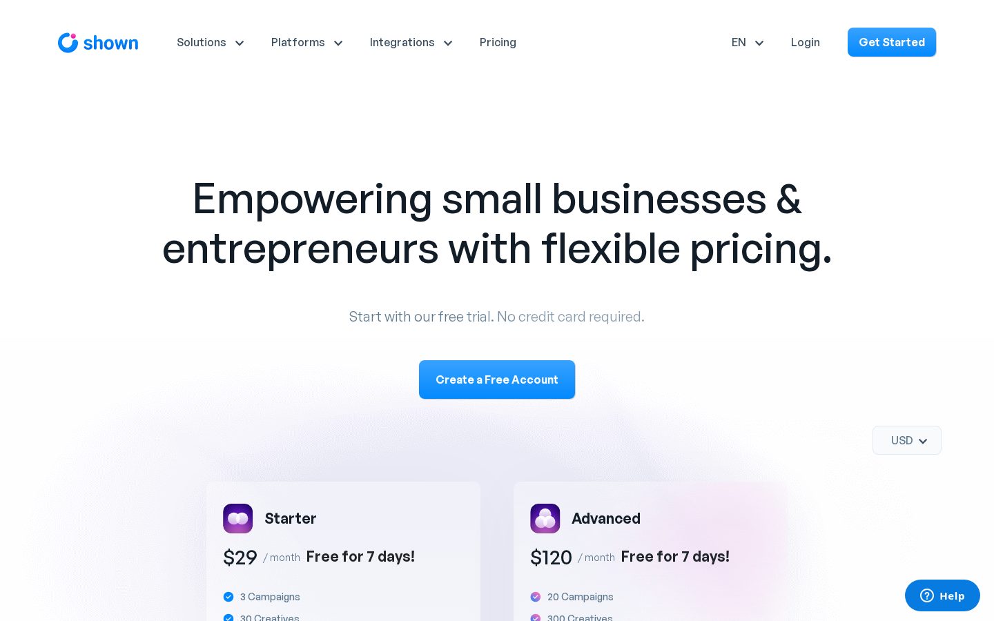 Shown.io Pricing