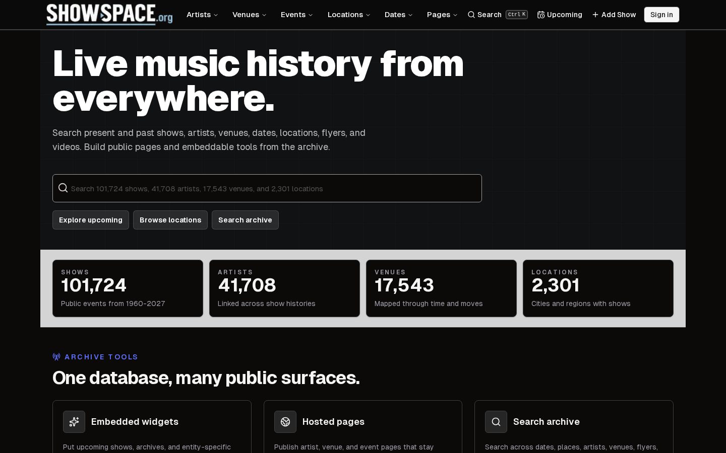 Showspace Homepage