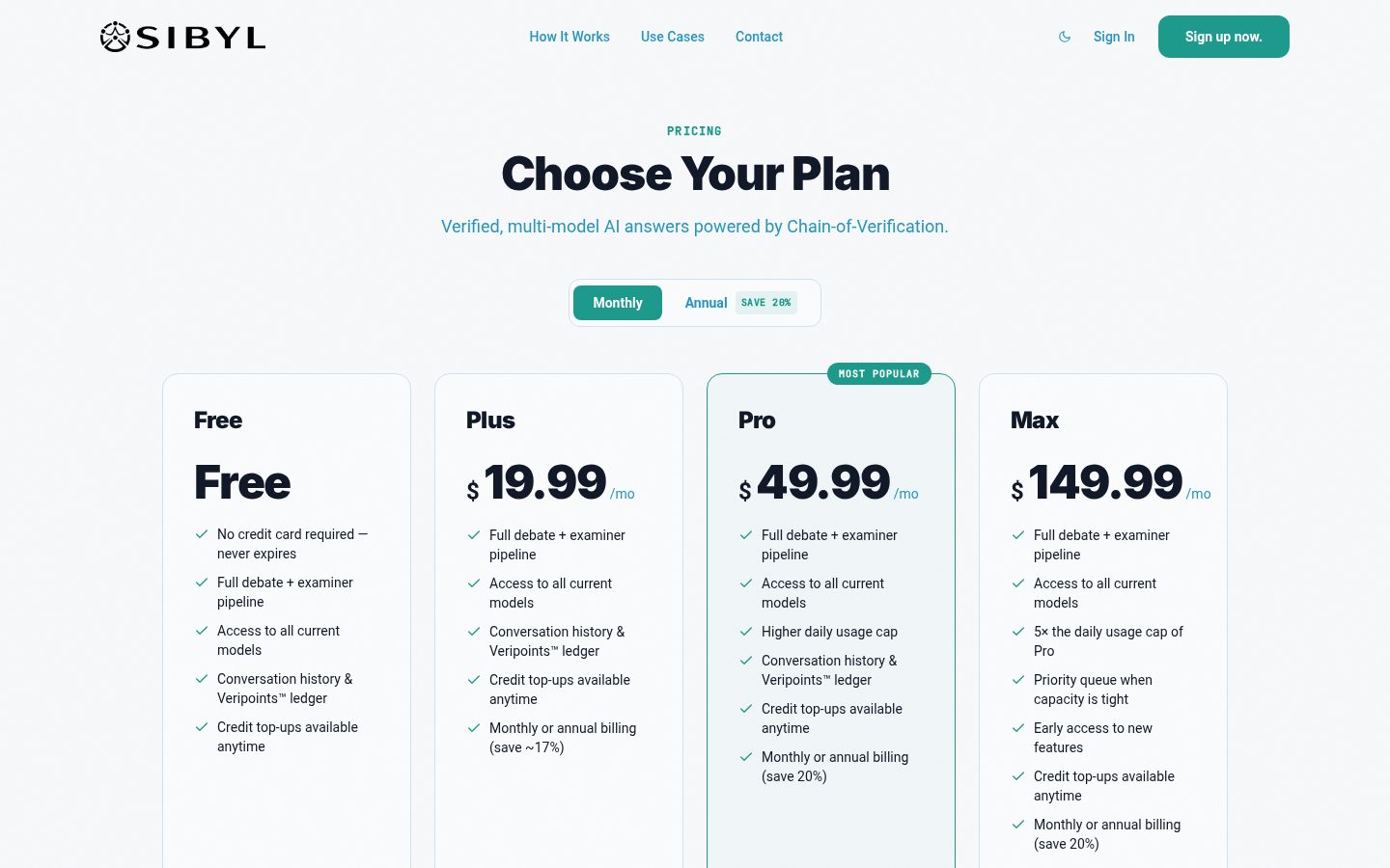 SIBYL Pricing