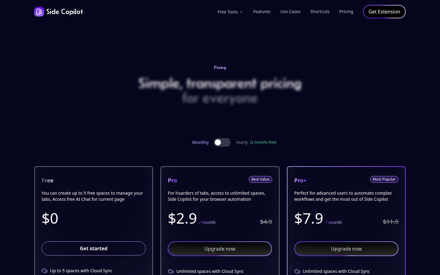 Side Copilot Pricing