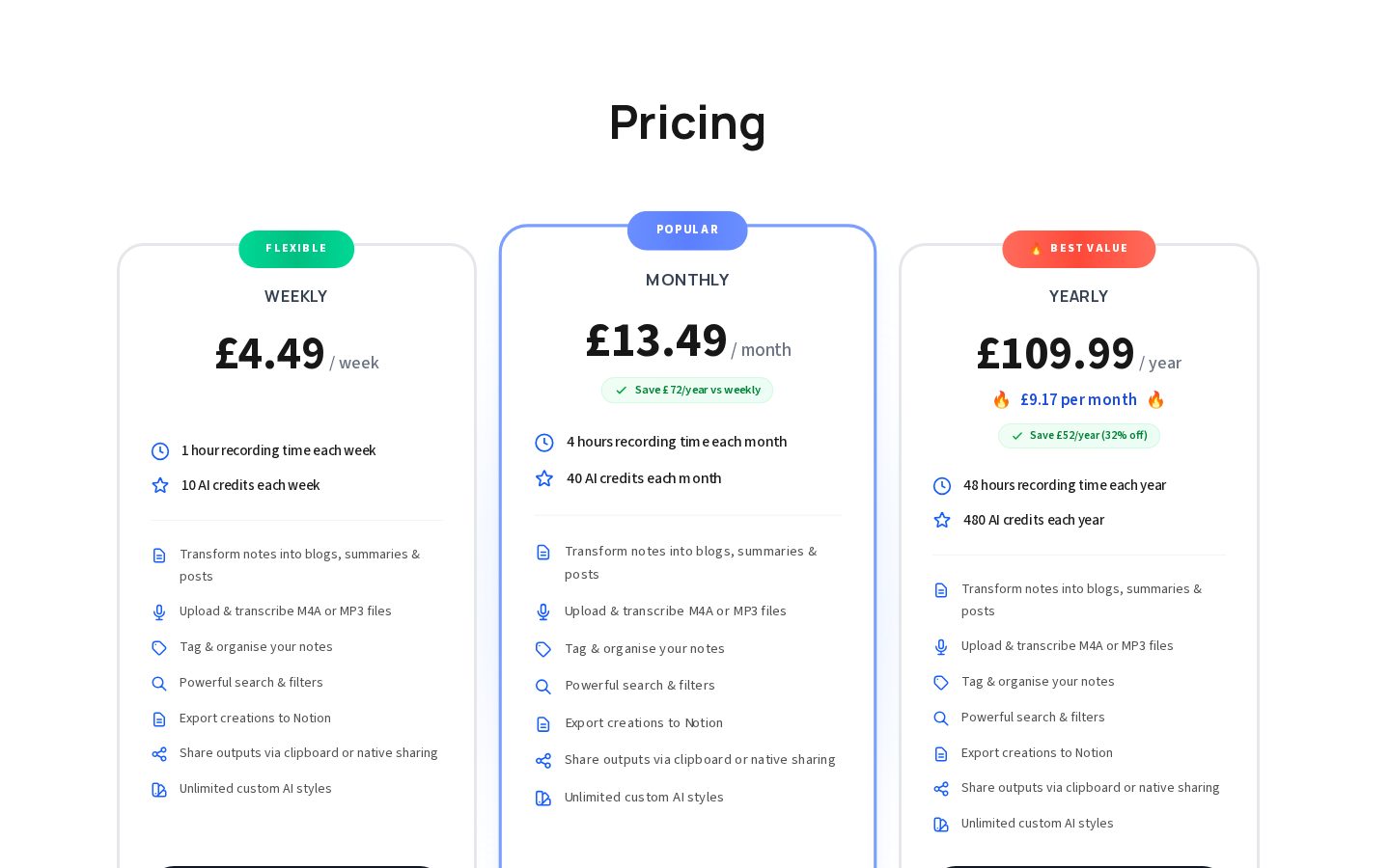 Side Note Pricing