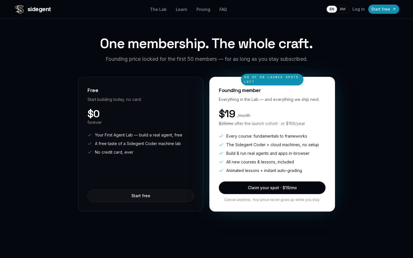Sidegent Pricing