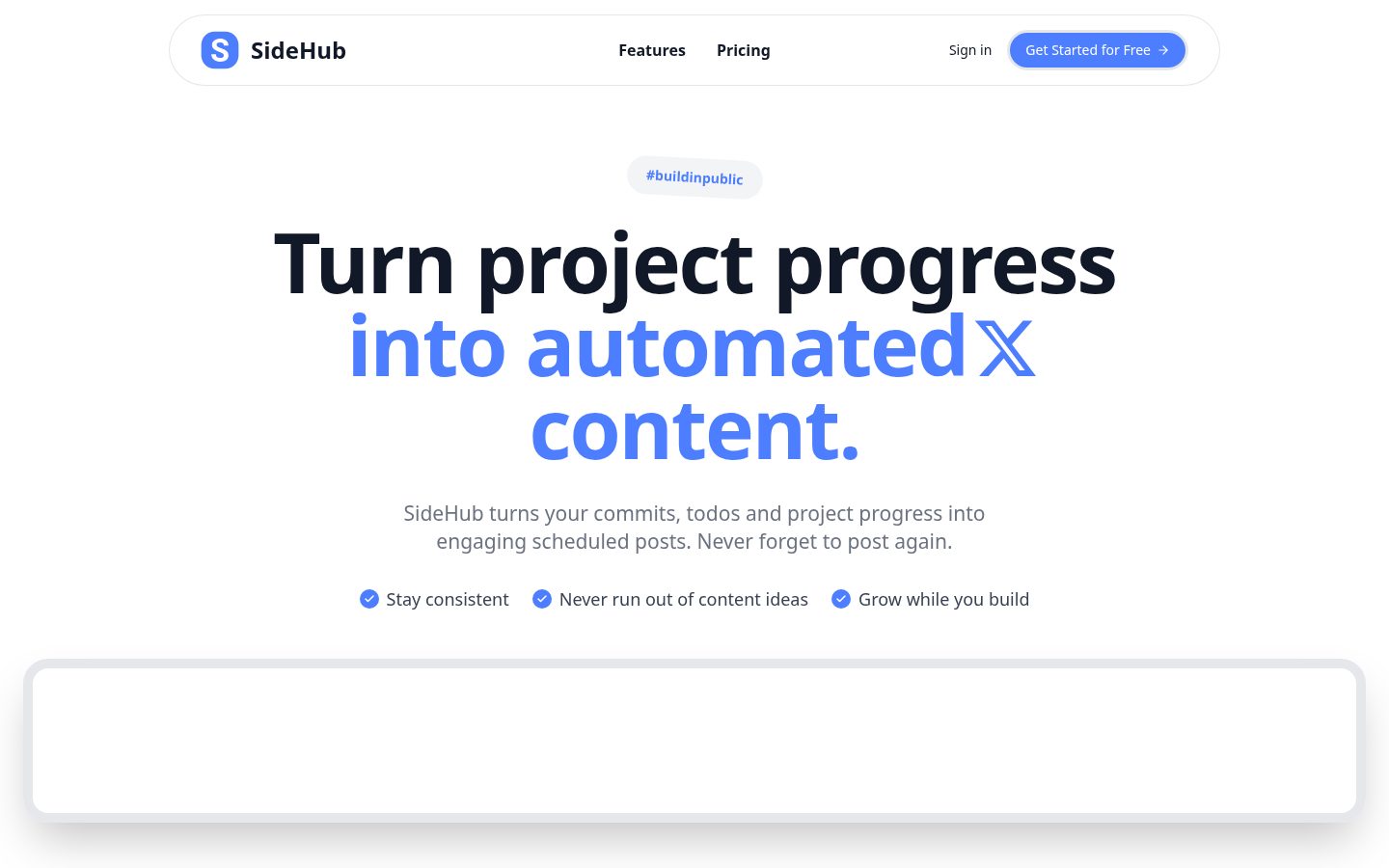 SideHub Homepage
