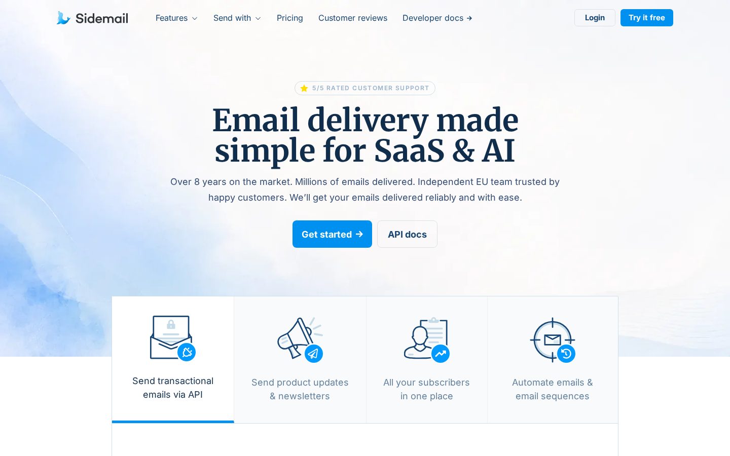 Sidemail MCP Homepage
