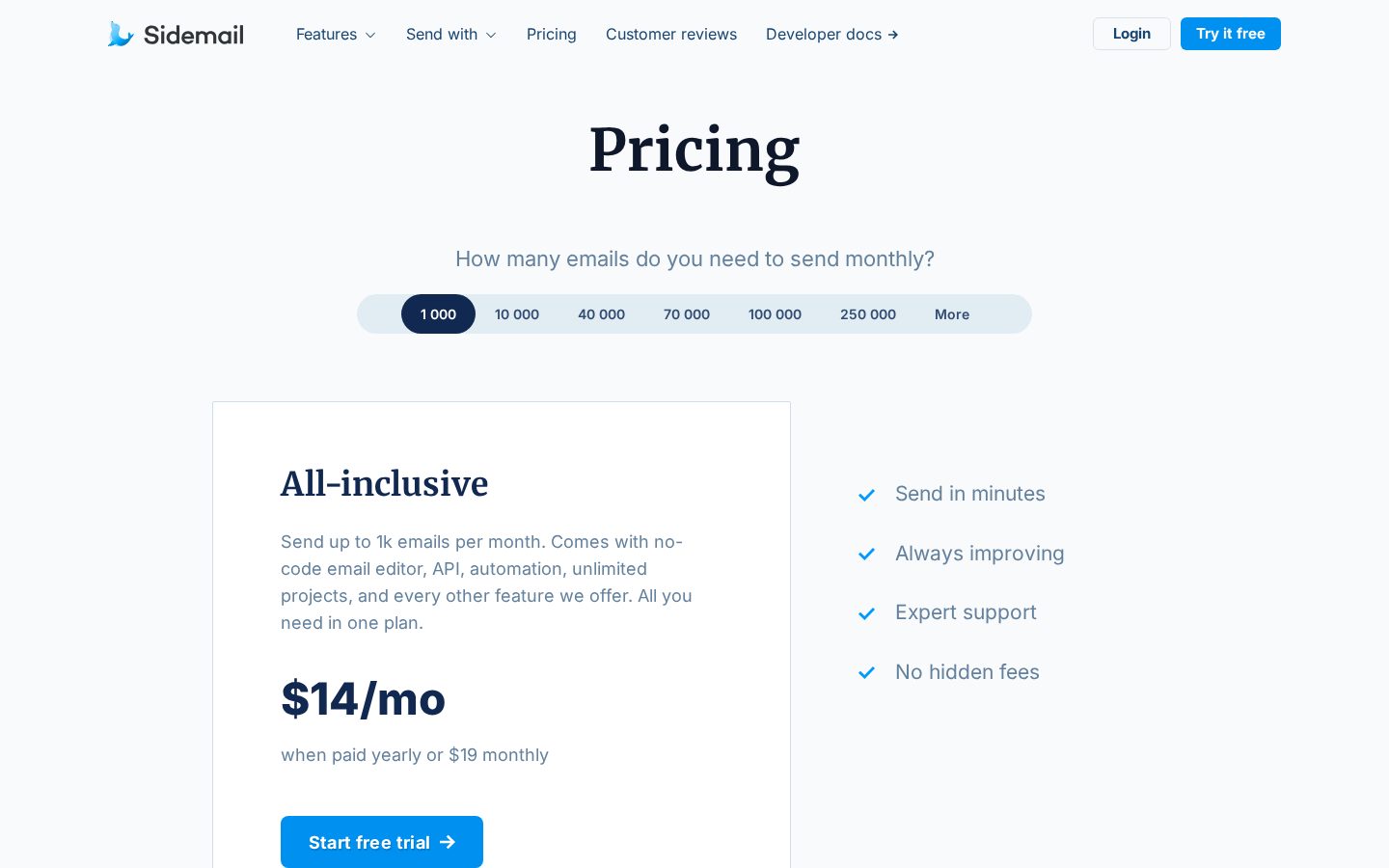 Sidemail MCP Pricing