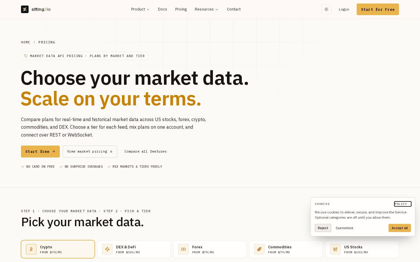 SiftingIO Pricing