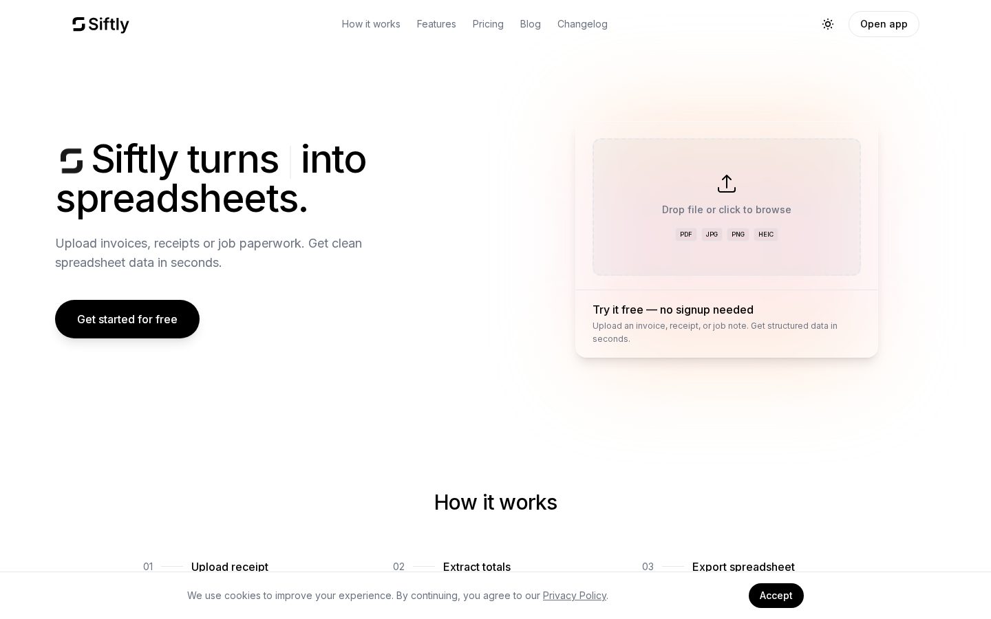 Siftly Homepage