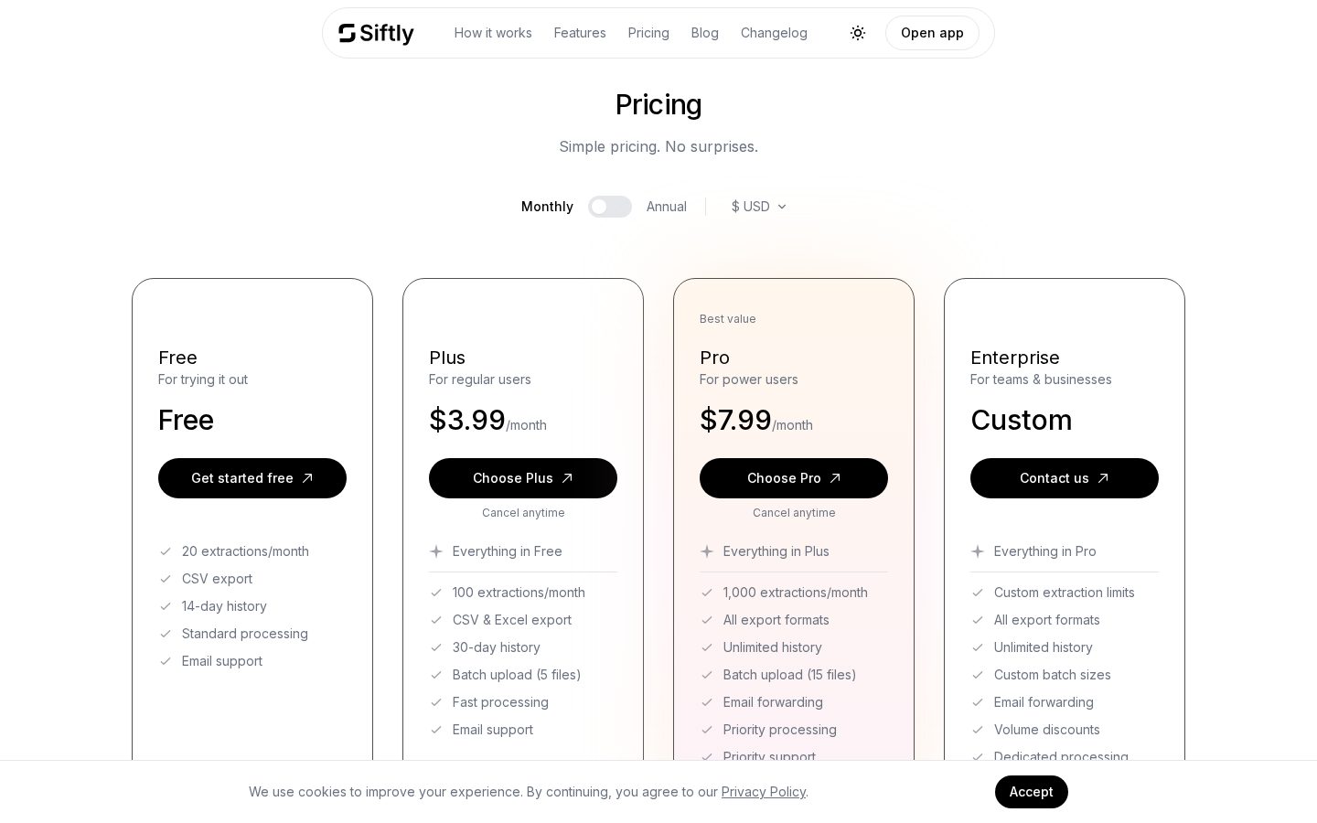 Siftly Pricing