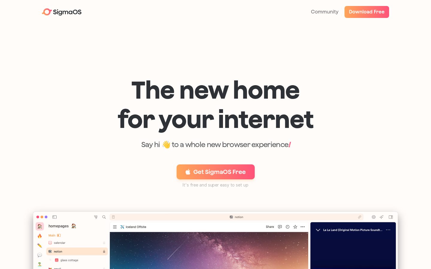 SigmaOS Homepage