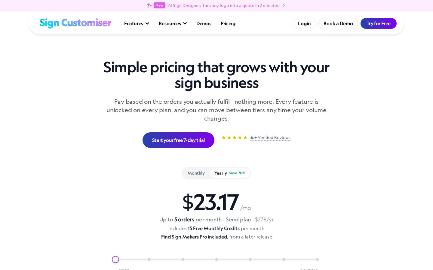 Sign Customiser Pricing