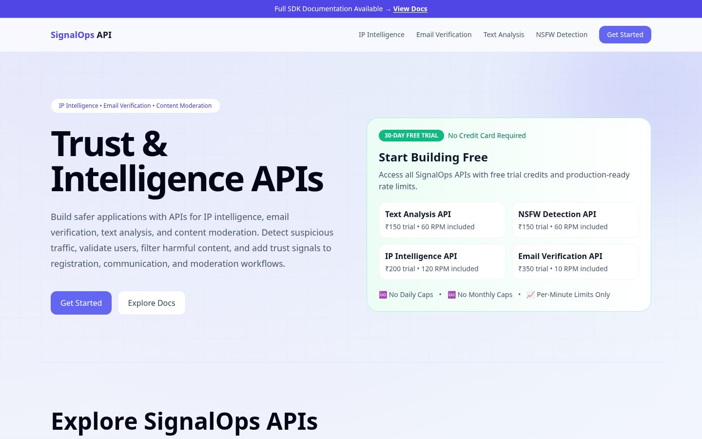SignalOps API Homepage