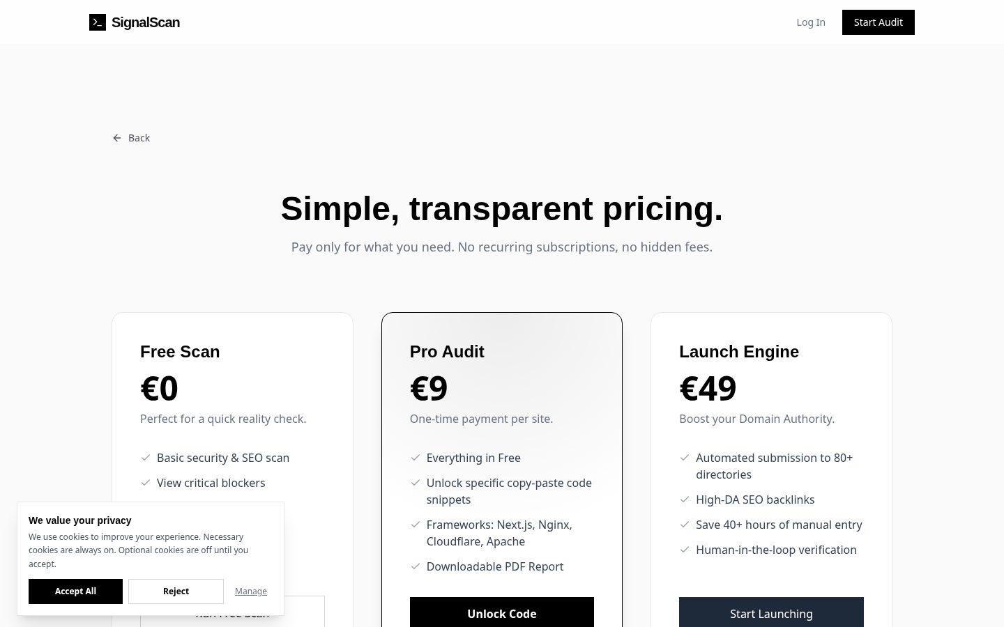 SignalScan Pricing
