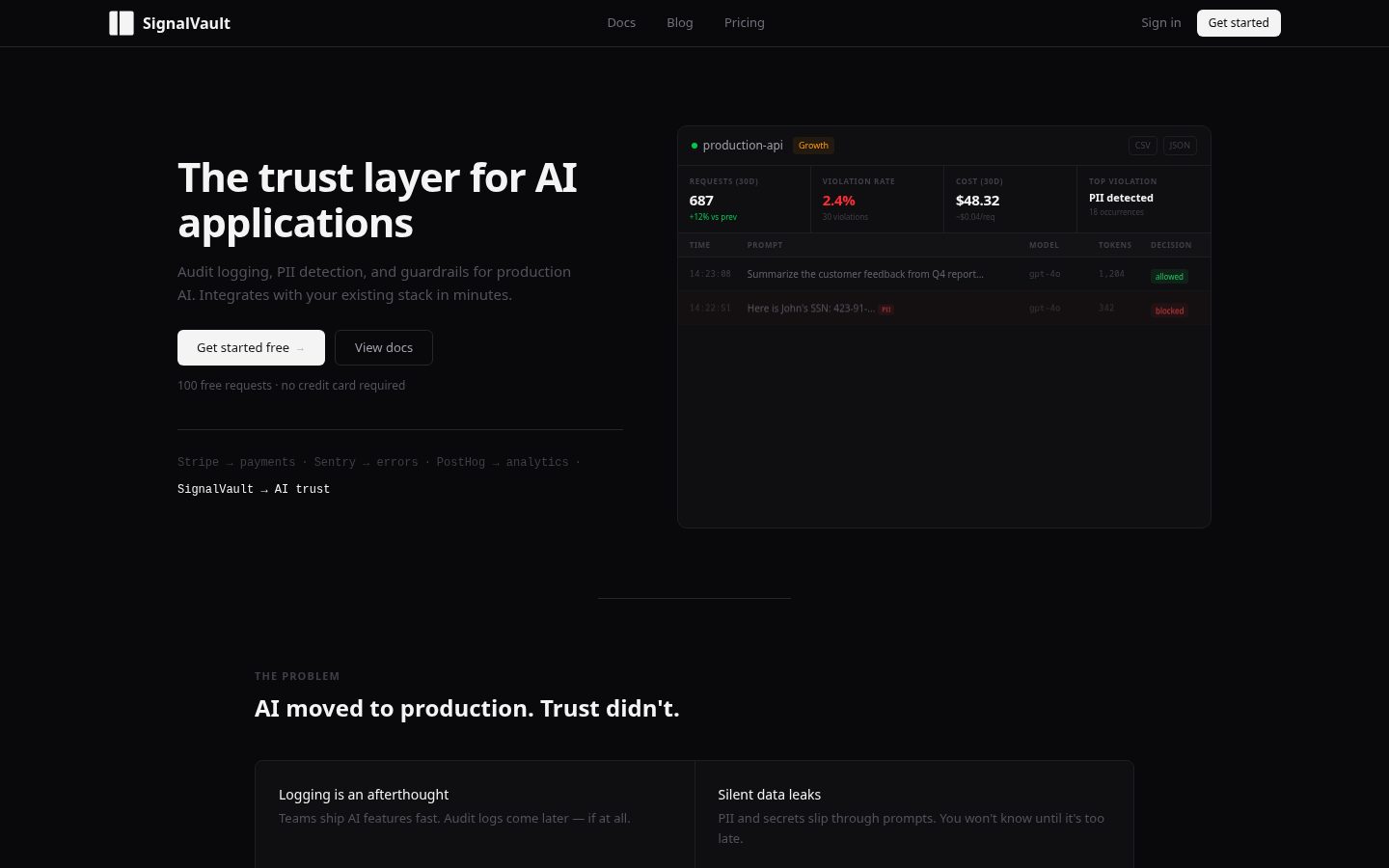 SignalVault Homepage