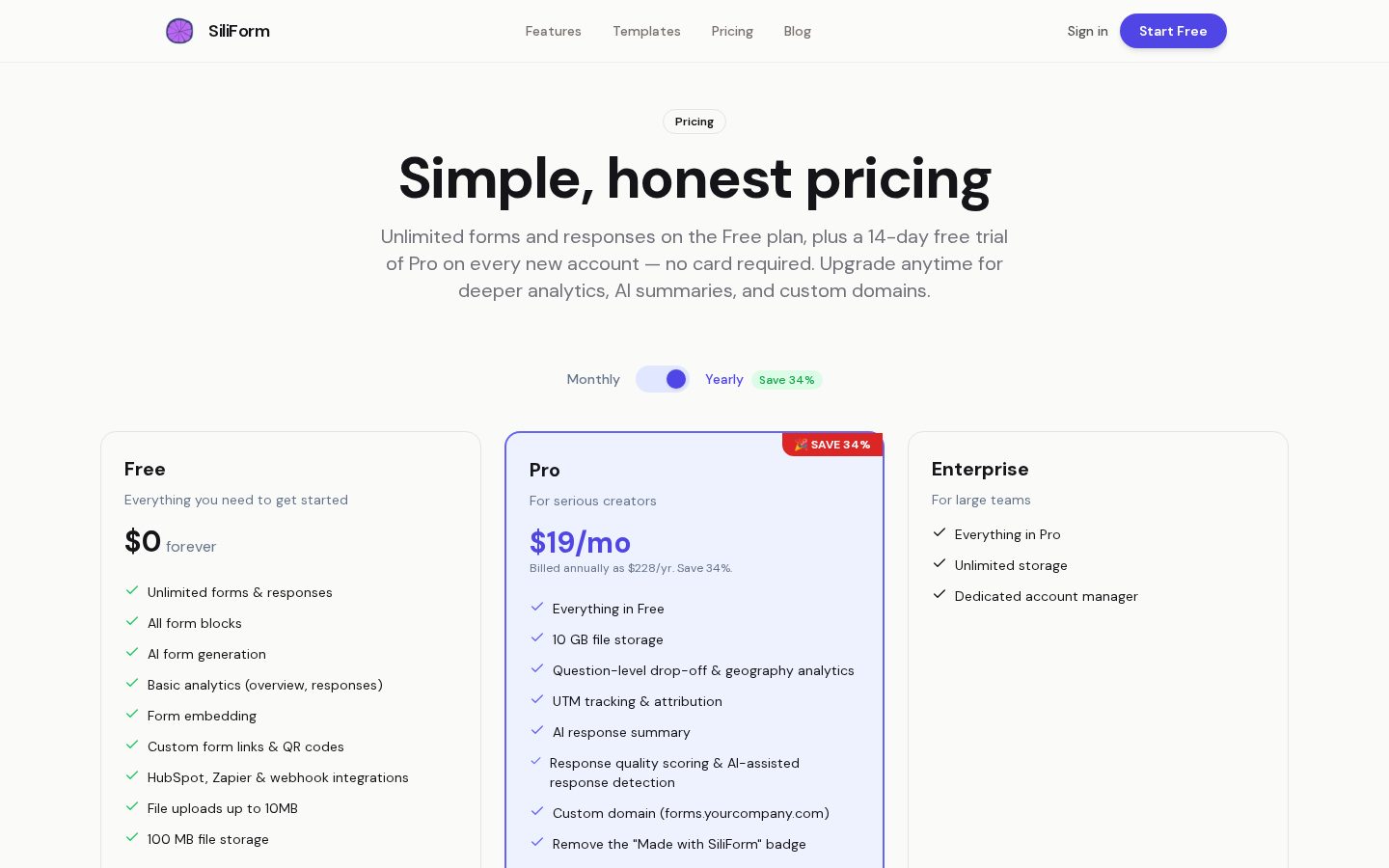 Siliform Pricing
